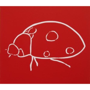 Ladybird - Linocut, red ink, by Jane Bristowe