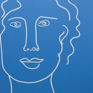 Lady in Blue - Linocut, by Jane Bristowe