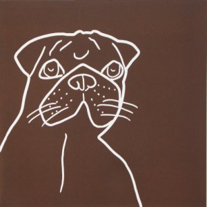 Pug Dog - Linocut, brown, by Jane Bristowe