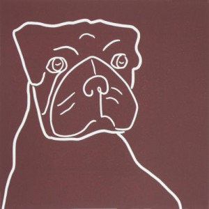 Boxer Dog - Linocut, brown, by Jane Bristowe