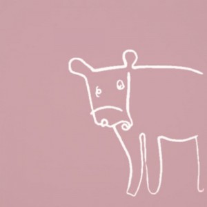 Cow - Linocut, dusty pink ink, by Jane Bristowe
