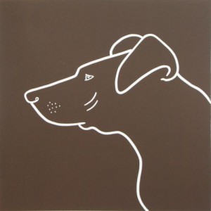 Pointer Dog - Linocut, brown, by Jane Bristowe