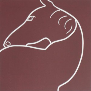 Horse Turning - Linocut, brown ink, by Jane Bristowe