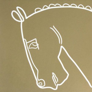 Bronze Horse - Linocut, tan ink, by Jane Bristowe