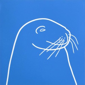 Seal 2 - Linocut, blue ink, by Jane Bristowe
