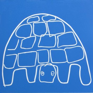 Tortoise 2- Linocut, blue ink, by Jane Bristowe Lady in Blue - Linocut, by Jane Bristowe