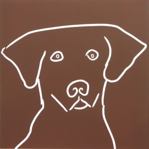 Labrador Dog - Linocut, Brown ink, by Jane Bristowe
