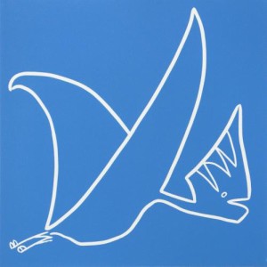Tapejara - Linocut, blue ink, by Jane Bristowe