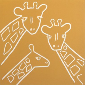Giraffe Family - Linocut by Jane Bristowe