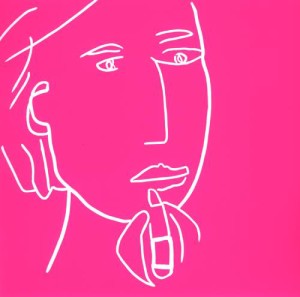 Lipstick - Linocut, pink ink, by Jane Bristowe