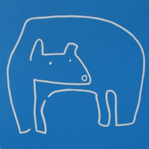 Polar Bear - Linocut, blue ink, by Jane Bristowe