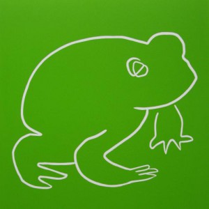 Frog - Linocut, green ink, by Jane Bristowe