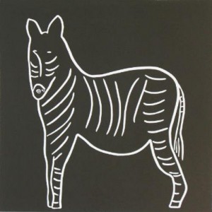 Zebra - Linocut, Black and White, by Jane Bristowe
