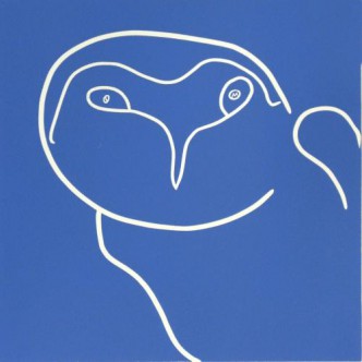 Owl - Linocut, blue ink, by Jane Bristowe