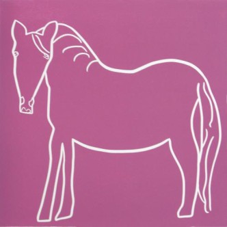 Horse - Linocut, dark pink ink, by Jane Bristowe