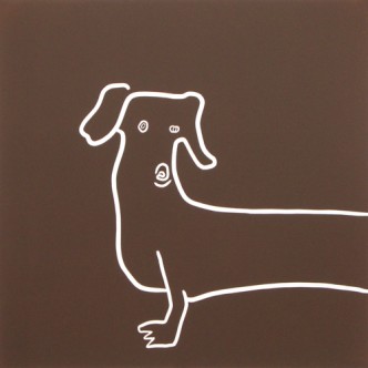 Dachshund Hound Dog - Linocut, brown ink, by Jane Bristowe