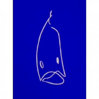 Fish - Linocut, blue ink, by Jane Bristowe