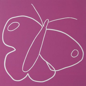 Butterfly - Linocut, plum pink, by Jane Bristowe