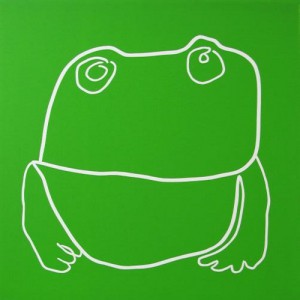 Toad - Linocut, green ink, by Jane Bristowe