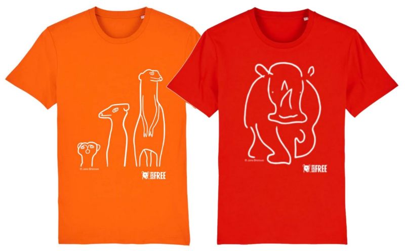 BornFree Meerkat and Walking Rhino T-Shirts by Jane Bristowe