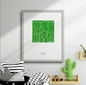 Elephant Family in green Wisque print